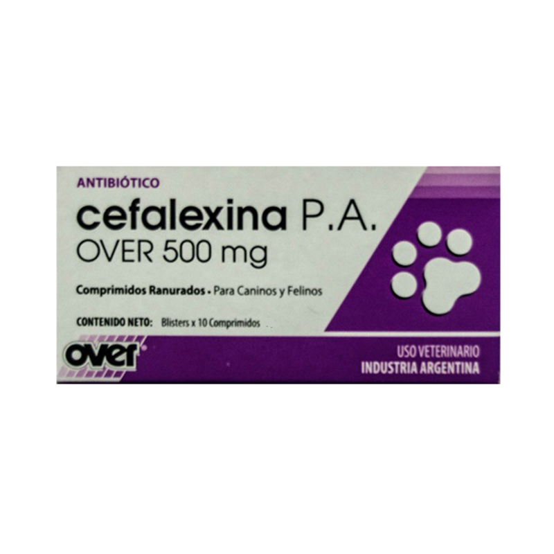 Cefalexina over 500 mg x 10 tabletas