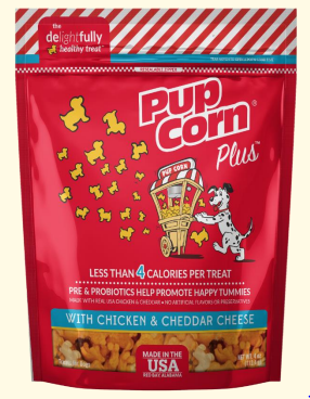 Pup Corn Plus Dog Snack Pollo y Queso Cheddar 113.4 gr